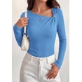 thumbnail image 3 of PRETTYGARDEN Womens Early Fall Fashion Long Sleeve T Shirts Asymmetrical Ribbed Fitted Trendy Going Out Tops Y2K Outfits, 3 of 8