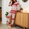 thumbnail image 5 of KICILVS Christmas Pajamas for Family 2026 Cute Red White Deer Snowflake Print Pajama Set Long Sleeve Round Neck Tops and Pants Xmas Loungewear, 5 of 7