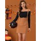 thumbnail image 2 of INSPIRE CHIC Día de San Patricio Falda De Tirantes Rectos De Cintura Alta De Traje De Navidad Para Mujer Marrón XL, 2 of 6