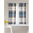 thumbnail image 3 of Blue Brown Plaid Curtains 54 Inch Length, Sheer Curtains for Bedroom Living Room Window Vintage Abstract Stripes Lattice Rod Pocket Voile Drapes Kitchen Curtains Small Half Window 42"x54" 2 Panels, 3 of 6