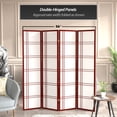 thumbnail image 5 of Red Lantern 6 ft. Tall Double Cross Shoji Screen - Rosewood - 4 Panels, 5 of 7