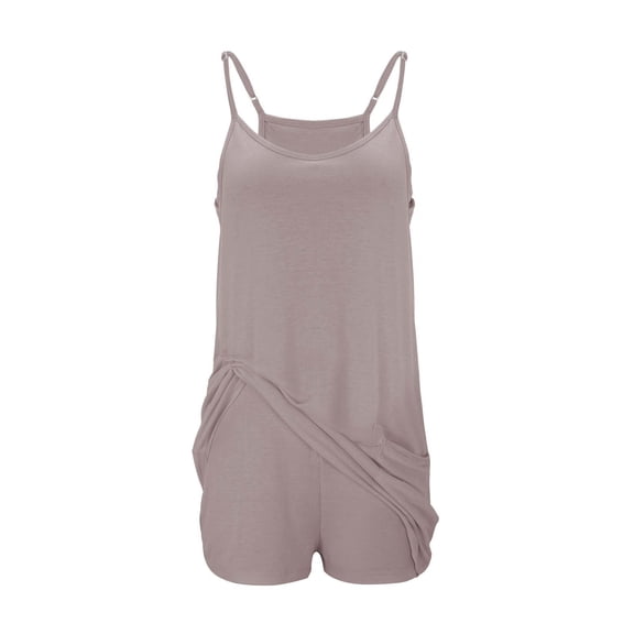 JFGHDG Women's Tennis Mini Dresses Workout Built in Shorts Golf Athletic Sleeveless One Piece Summer Active Romper Dress Khaki L