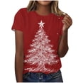 thumbnail image 2 of XUNKUSGA Womens Christmas Print T Shirts Casual Loose Crewneck Short Sleeve Tops for Women Trendy Christmas Graphic Plus Size Tops for Christmas Party Daily Wear M, 2 of 5