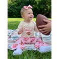 thumbnail image 6 of Baby Girls 3 Piece Outfits Adorable Letter Football Print Long Sleeve Round Neck Romper and Flared Pants Headband Set, 6 of 10