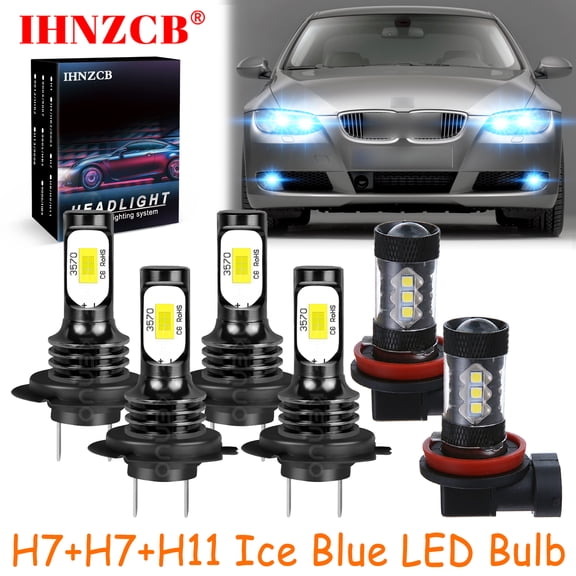 IHNZCB H7 H7 H11 for BMW 328i 325xi 330xi 2002-2006 Ice Blue Led Headlights Bulb High Low Beam Fog Light,HKL,Y02