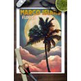 thumbnail image 3 of Marco Island, Florida, Palms and Moon (9x12 Wall Art Print, Home Decor), 3 of 3