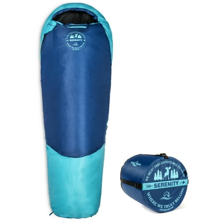 Lucky Bums Youth Serenity II 25F/-4C Temperature Rated Mummy Style Sleeping Bag, Compressing Carry Bag Included,