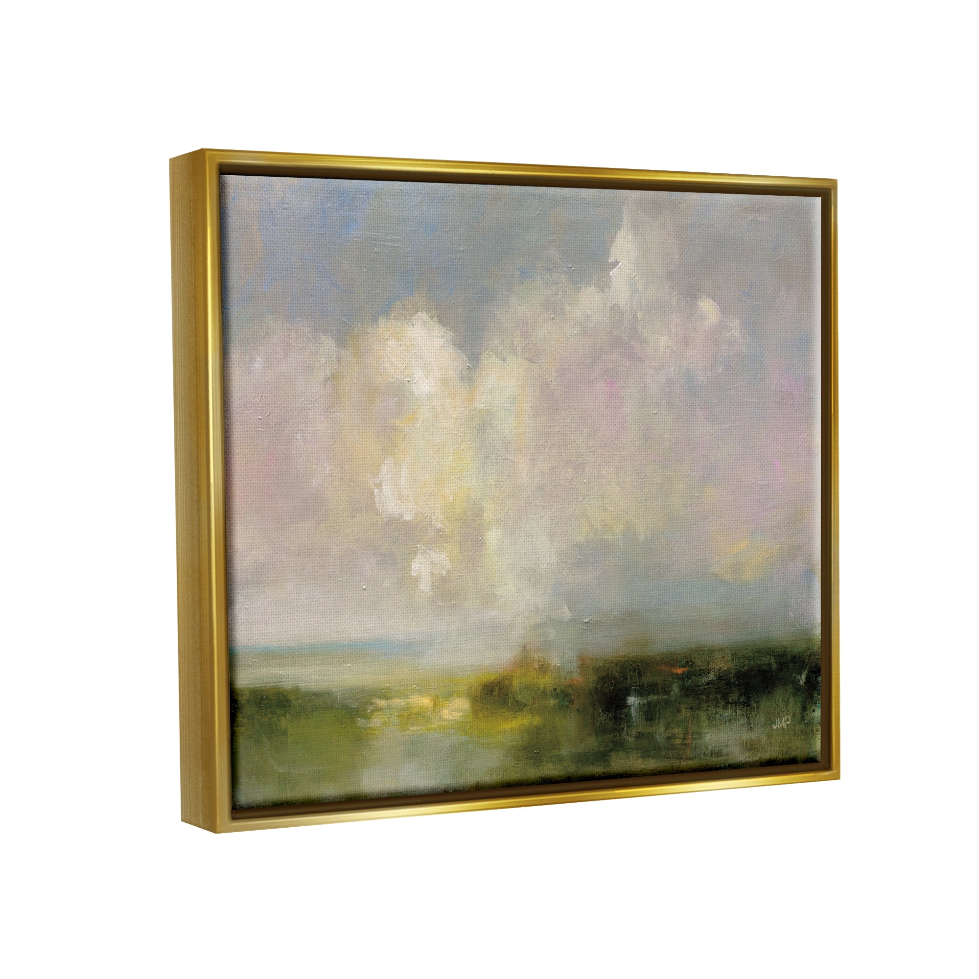 Stupell Industries Abstract Clouds Painting Landscape Painting Gold Floater Framed Canvas Art Print Wall Art, 31 x 25