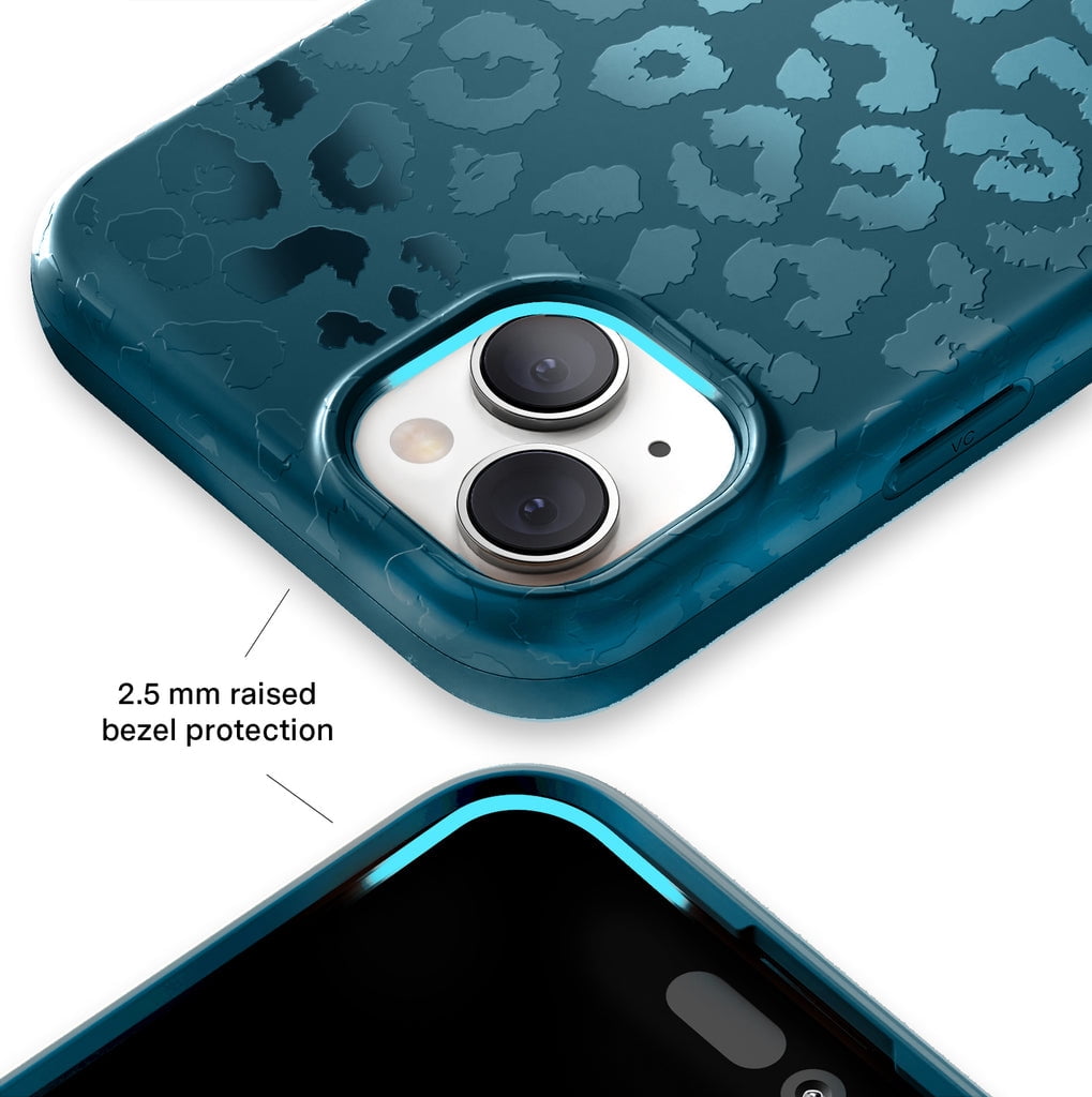 VELVET CAVIAR for iPhone 14 Case Compatible with MagSafe - Cute Protective Phone Cases for Women - Metallic Navy Blue Leopard Cheetah Print