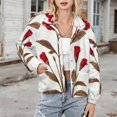 thumbnail image 3 of Jackets for Women Winter Coat Jackets Flannel Stand Collar Jacket(Red Flowers Elegant Plant Roots,Size:S-4XL), 3 of 7