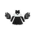 thumbnail image 4 of CHICTRY Girls Halloween Dress Up Costume Off-Shoulder Sequins Dress with Pompoms Carnival Party Cheerleading Outfit Black 16, 4 of 5