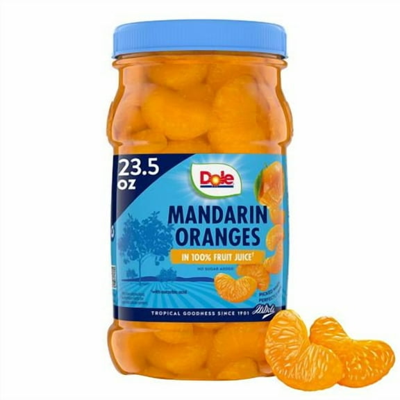 Dole Mandarin Oranges In 100% Fruit Juice, 23.5 Oz Resealable Jar - Pack of 2