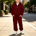 thumbnail image 2 of Boys 2-Piece Zip Up Hoodie and Jogger Pants Set Warm Fleece Tracksuit with Pockets for School Outdoor Daily Wear, 2 of 9