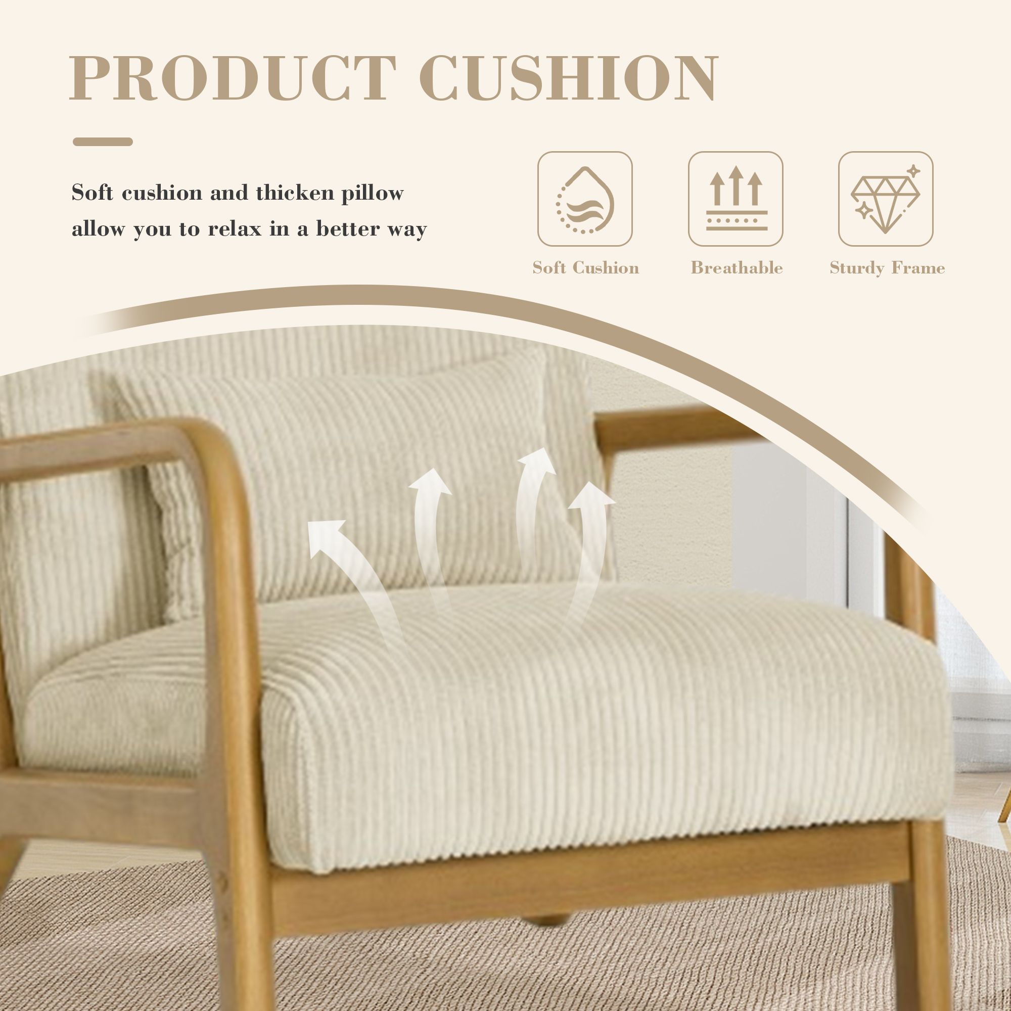 MOONMISS Mid Century Modern Accent Chair for Living Room Bedroom, Coffe