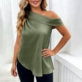thumbnail image 2 of Bovxnpu Off The Shoulder Tops T-Shirts Satin Shirt Casual Summer Tops (Women's or Women's Plus), 2 of 9