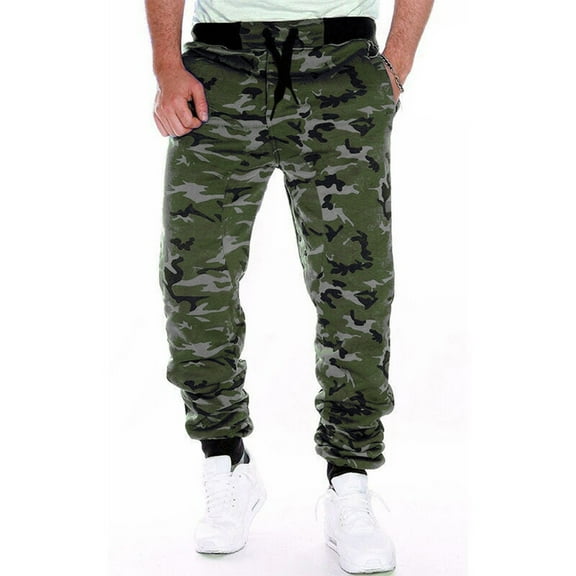 YMNXA Men's Sweatpants Drawstring Elastic Waist Camouflage Print Straight Fit Comfortable Stretchy Trousers With Pockets For Daily Wear,Camouflage,L