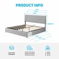 thumbnail image 2 of King Size Platform Bed Frame with Lift Up Hydraulic Large Storage, Upholstered Bed Frame with Tufted Button Headboard& Storage for Bedroom, Easy Assembly, Light Gray, 2 of 8