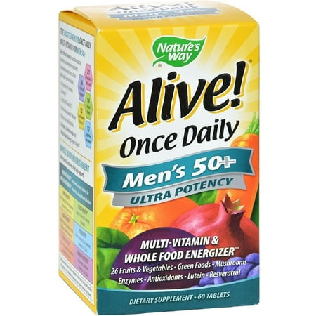 - Nature's Way Alive! Once Daily Men's 50+ Ultra Potency Multivitamin & Whole Food Energizer Tablets 60 ea (Pack of 2)
