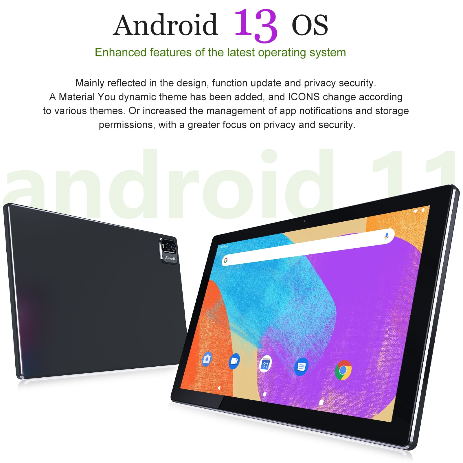 Android 13 Tablet 10 inch Tablets with Keyboard, 10GB RAM 64GB ROM Quad Core Tablet PC, 2 in 1 Tablet include Case Mouse Stylus Film, WiFi, Bluetooth, 6000mAh Battery, HD Screen, GMS Certified, Black