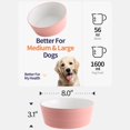thumbnail image 5 of Addogyy Tazón De Cerámica Para Perros Elevado/Elevado Rosa Con Soporte De Madera Para Comida Para Perros De Raza Mediana Grande, Plato De Agua, Peso Pesado, 8 Pulgadas, Antideslizante, Moderno Y Lindo, 5 of 5