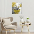 thumbnail image 4 of Yellow Floral Wall Art Country Daisy Flower and Butterfly Framed Wall Art Grey and White Abstract Geometric Canvas Art Wall Decor for Bathroom Living Room Bedroom Decor,16L X 12W inches, 4 of 6