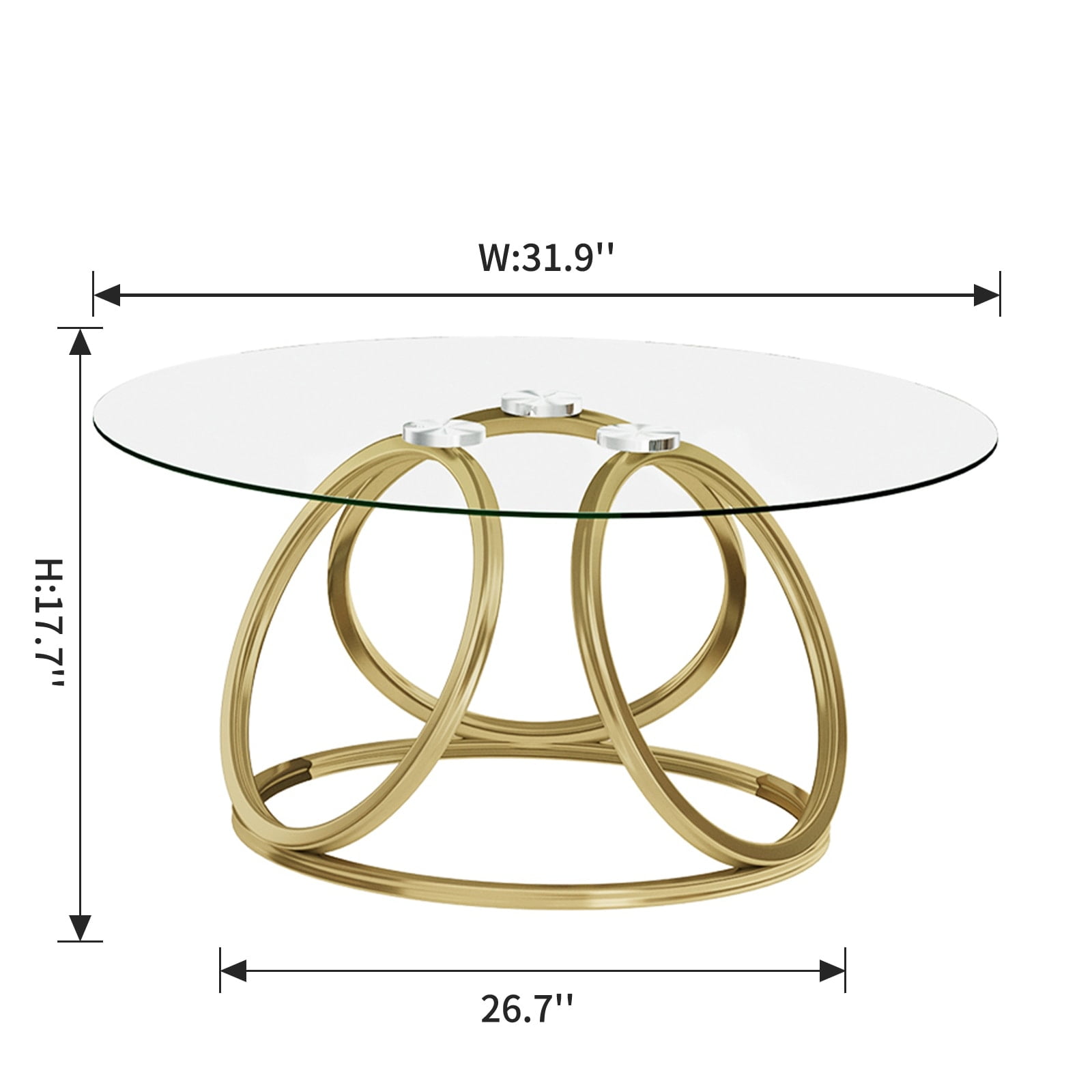 Myhozm Contemporary Glass Top Round Coffee Table Gold Myhozm Contemporary Glass Top Round Coffee Table Gold