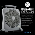 thumbnail image 3 of Treva 10 inch Rechargeable Portable Fan Smart Power Air Circulator. Plug-In AC Adapter and Battery Powered, USB Charging Port, For Camping Travel and Indoors Use, 3 of 9