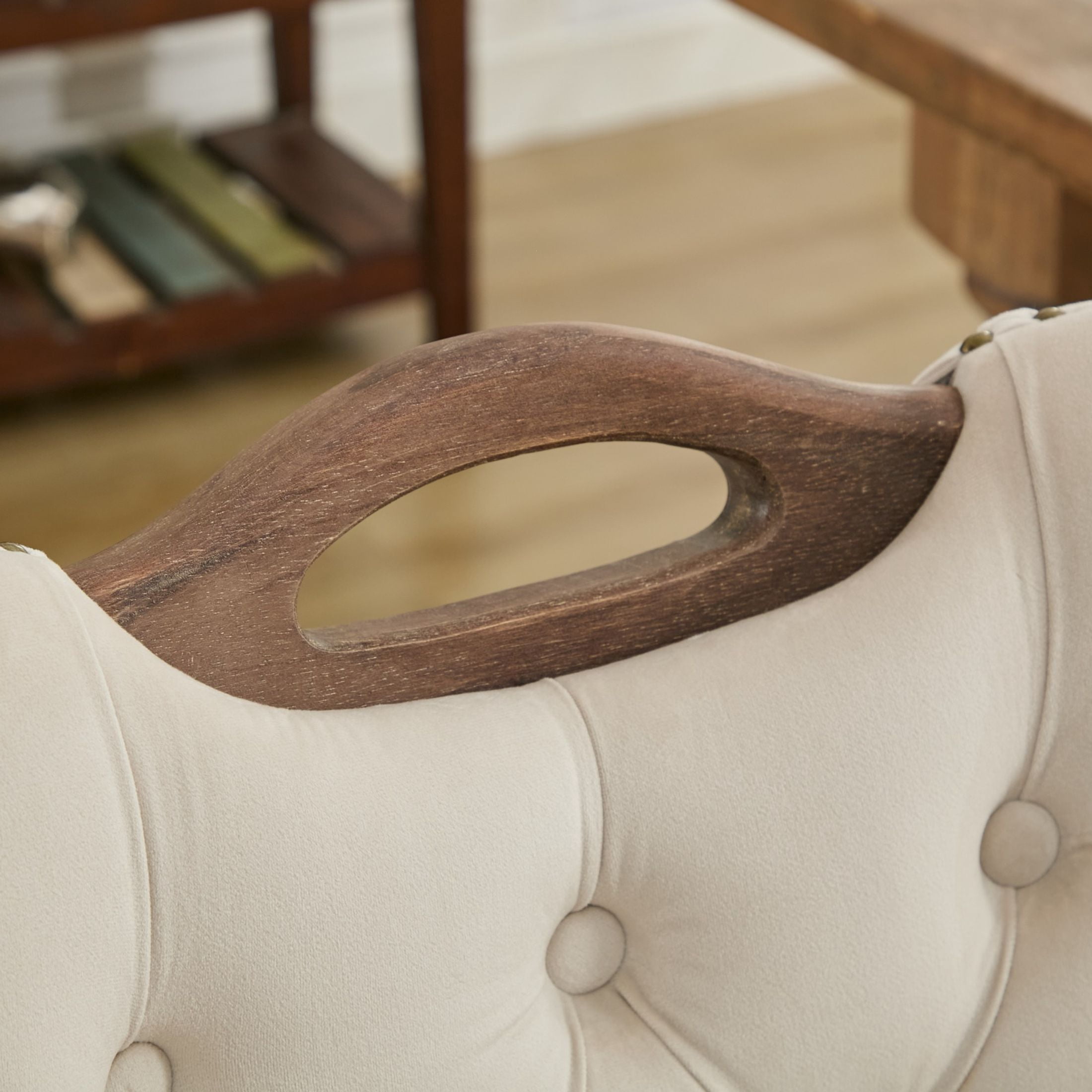 Noble House Set of 2 Dining Chairs with Tufted Velvet Upholstery, Copper Nailhead Trim, Beige