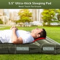 thumbnail image 4 of Aship 5.5" Thick Double Sleeping Pad, Inflatable Double Sleeping Mat Camping with Foot Pump & Pillow, 800 lbs Camping Mattress for Backpacking, Hiking, Traveling, Tent, 40D Nylon + TPU Coating, Green, 4 of 10