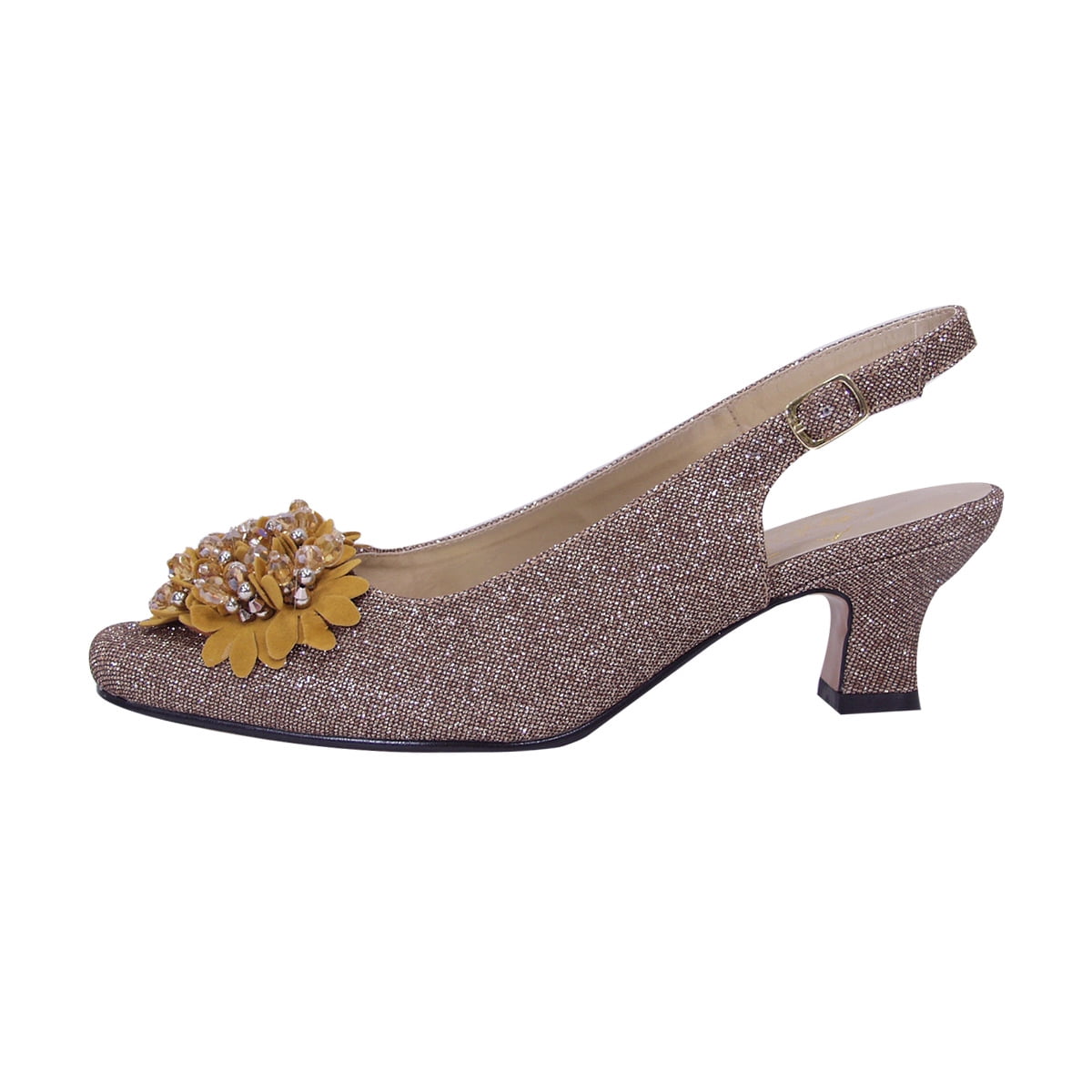 Floral Women's Natalie Extra Wide Width Metallic Flower Bow Slingback
