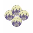 thumbnail image 7 of 13 Inch Round Placemats Set of 4, Happy Easter Rabbits Non Slip Heat Insulation PP Table Mats, Spring Daisy Purple Silhouette Wooden Grain Washable Place Mats for Kitchen Dining Party Table Decor, 7 of 7