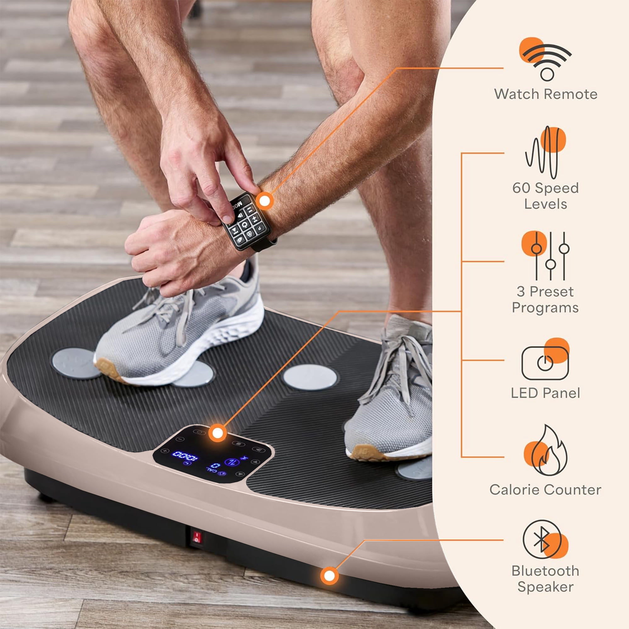 Lifepro Rumblex 4D Vibration Plate Exercise Machine – Triple Motor Whole Body Vibrating Platform for Weight Loss, Recovery & Fitness – Advanced 4D Vibration Plate Machine - Brown