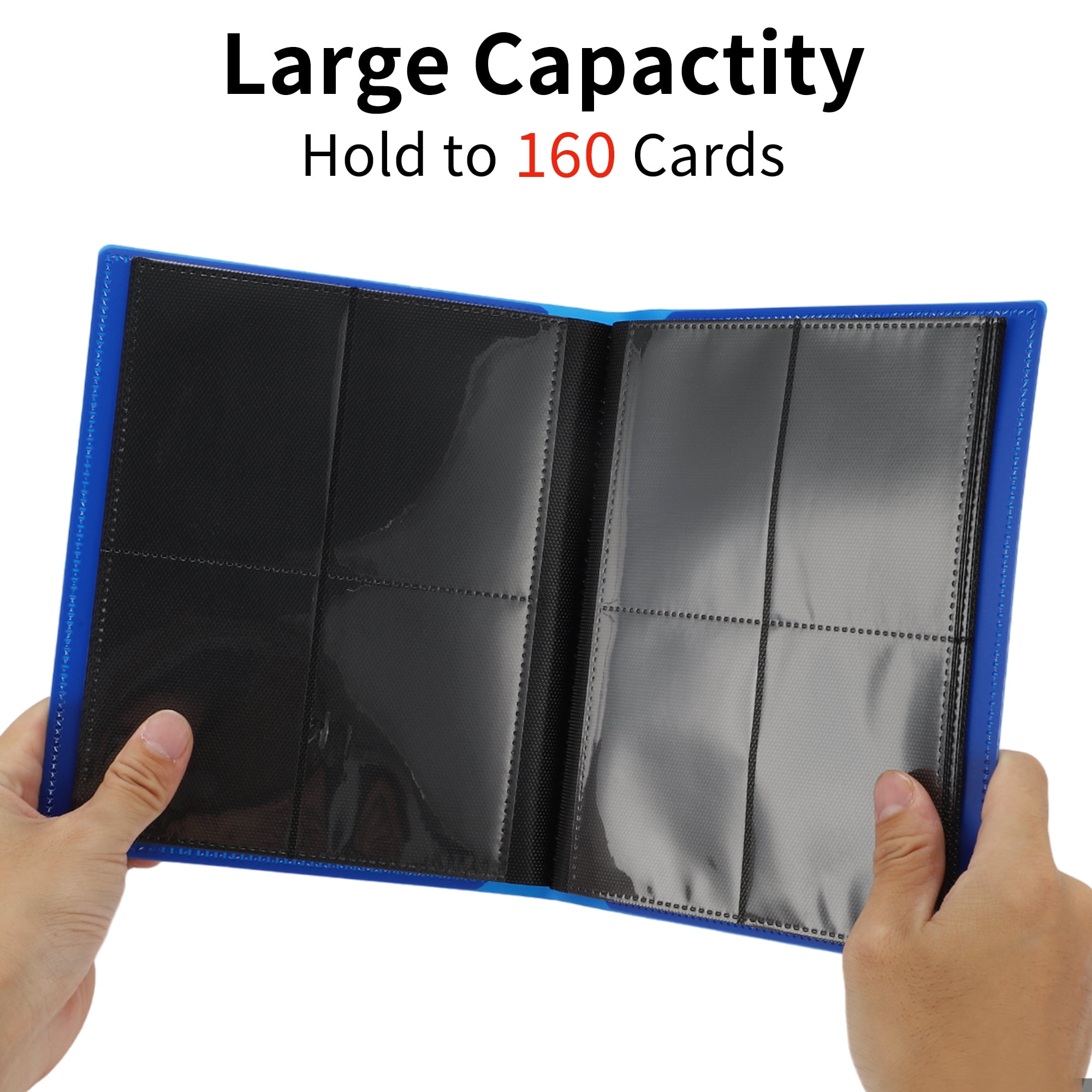 Unique Bargains Card Binder Trading Card Collector Album Holder Blue,160 pockets
