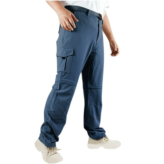 NaWent Men's Hiking Pants Convertible Quick Dry Lightweight Zip-off Outdoor Travel Camping Fishing Pants Navy 10(XL)