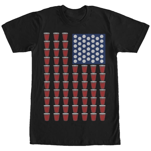 Men's Lost Gods Pong American Flag  Graphic Tee Black Medium