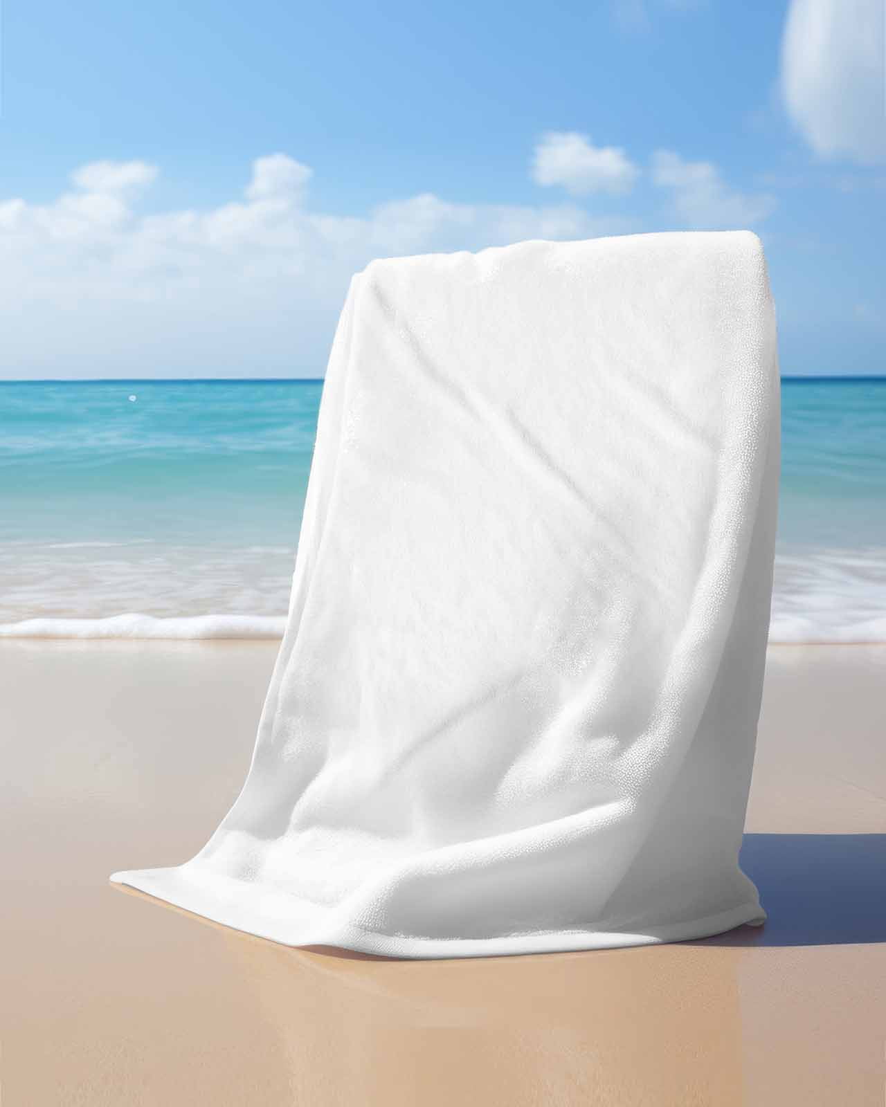 White Beach Towels Oversized Super Absorbent, Modern Minimalist Pure Soild Color Lightweight Bath Towel Quick Dry Sets For Bathroom/Pool/Rv Camping/Beach Play/Gym Room/Picnic 23"x47"