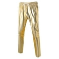 thumbnail image 2 of Mens Metallic Shiny Pants Disco Party Dance Leg Trousers Drawstring Nightclub Pant, 2 of 5