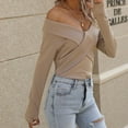 thumbnail image 5 of IROINNID Womens Sweater Off-The-Shoulder Pullover Sweater Solid Color Leisure Short Length Long Sleeve Sweater Top Sweater, 5 of 7