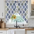 thumbnail image 3 of Swag Valance Curtains for Windows, Bohemia Style Light Filtering Kitchen Curtains with Rod Pocket, Abstract Middle Century Aztec Pattern Blue Window Treatment Valances for Living Room, 28x36 - 2 PCS, 3 of 9