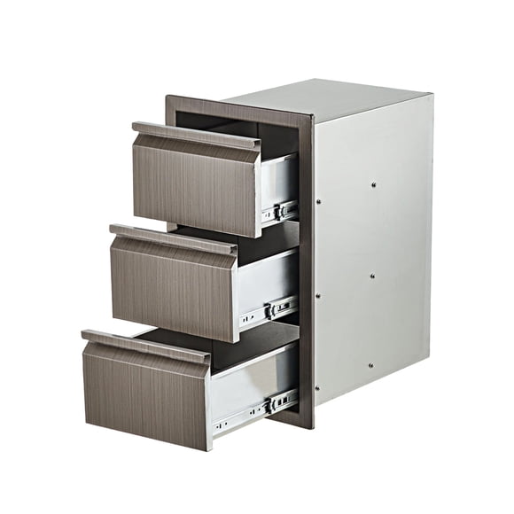 Ampli de Salle d'Archivage – Porte-Cassette Extérieur Cuisine en Acier Inoxydable – 3 Cassettes à Encastrer – Accès Facile aux Ustensiles – Modèle à Trois Niveaux L18 37,3 x 62 x 47 cm, Couleur : Benjoin.