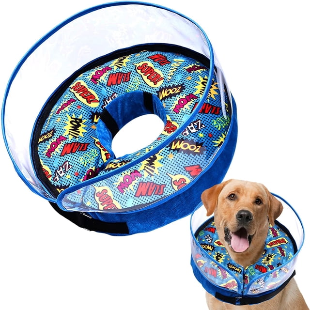 GFDYREE Soft Inflatable Dog Cone Collar for Large Medium Small Size Dogs, Cone for Dogs Alternative After Surgery, Donut Recovery Cones to Stop Licking and Scratching, Elizabethan Collar wit