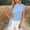 Light Blue, variant on Helii Womens Tops Women's Solid Color Half High Neck Short Sleeve Button Decor Waist Cinching Casual Top