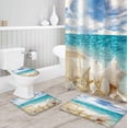 thumbnail image 1 of FMSHPON Seaside 4 Piece Bathroom Set Shower Curtain Bath Rug Contour Mat and Toilet Lid Cover, 1 of 7