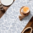 thumbnail image 3 of Light Blue Dandelion Table Runner - 120 Inch Long Spring Flowers Modern Minimalist Cotton and Linen Blended Dress Scarves Farmhouse Table Runner for Kitchen Dining, Coffee Table, 13" x 120", 3 of 8