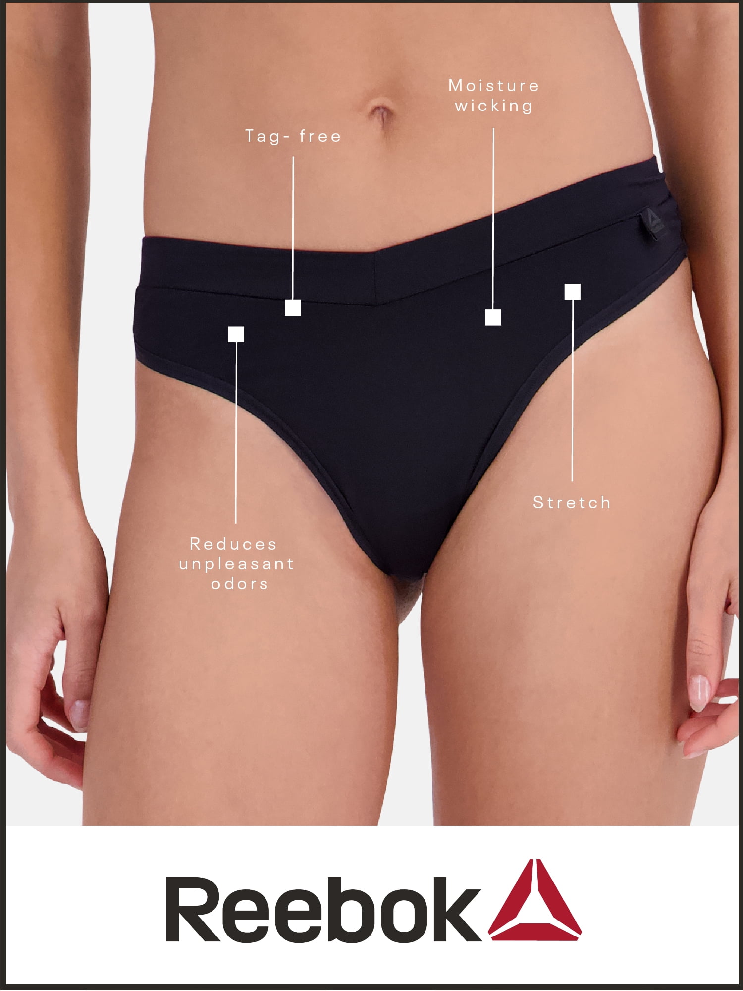 Reebok Women’s Tech Comfort Thong Underwear, 3 Pack, Sizes S - 3XL