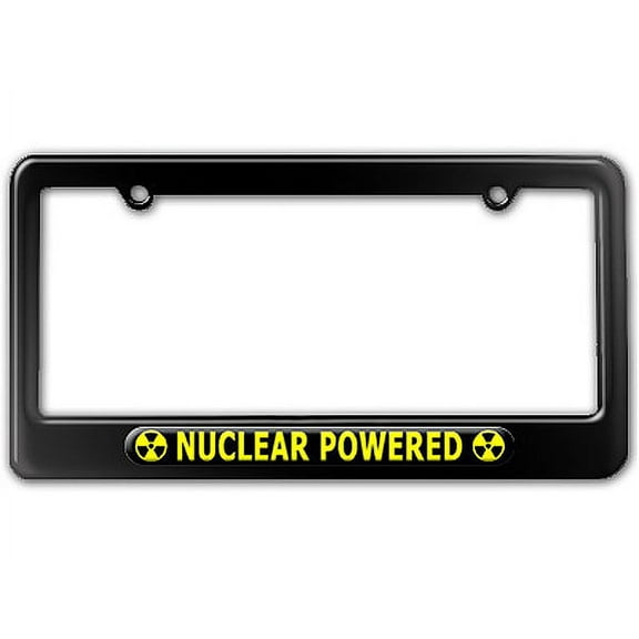 Nuclear Powered Yellow Black - Radiation Biohazar License Plate Frame