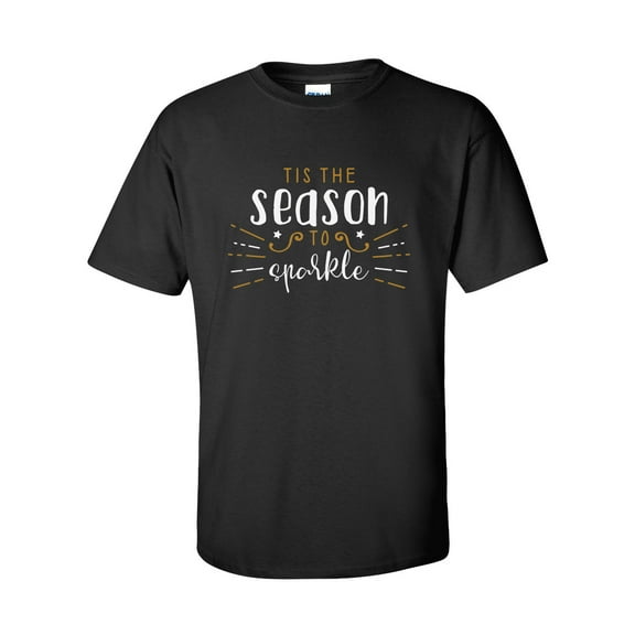 Tis the Season to Sparkle Happy New Year Festive Unisex Adult Short Sleeve T-shirt-Black-4xl