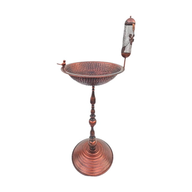 Metal Bird Bath Bowl 28.74 "Altura para al aire libre con estatua de pájaros comedero para pájaros bronce rojo
