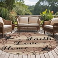 thumbnail image 5 of Retro Country Stars Washable Round Area Rug 5 ft, Faith Love Home Berries Farmhouse Brown Striped, Soft Non Slip Rugs Stain Repellent Indoor Felt Carpet for Living Dining Room Bedroom Home Office, 5 of 9