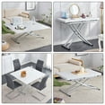 thumbnail image 2 of Multifunctional Lifting Dining Table, Modern Foldable Coffee Table with 0.8-Inch MDF Desktop and Silver Metal Legs, Dressing Table Office Table for Small Apartments and Rooms, White, 2 of 9